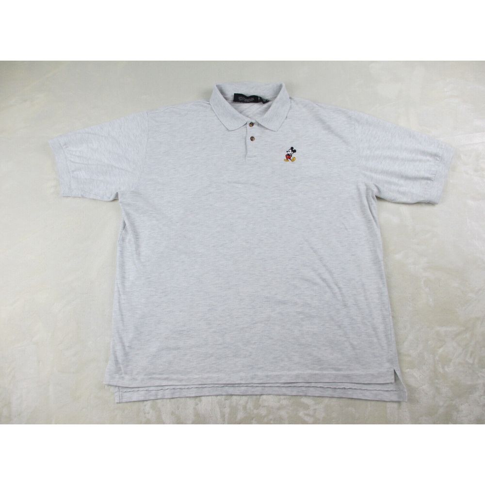 VINTAGE Disney Polo Shirt Mens‎ 2XL XXL Gray Mickey Mouse Originals Casual